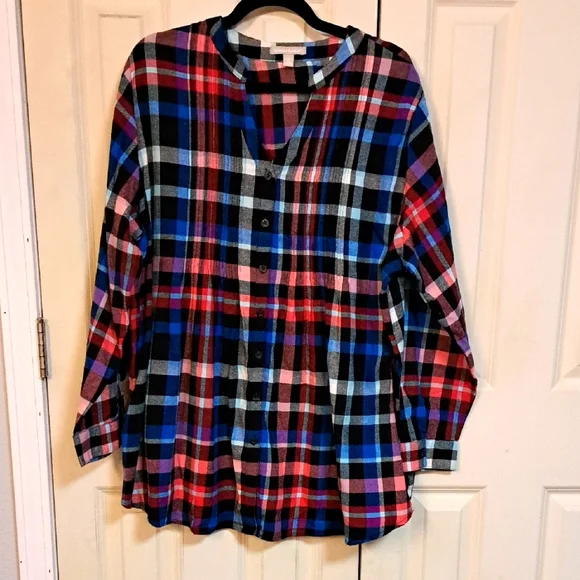 Colorful Plaid Button-Up Shirt - Picture 1 of 4